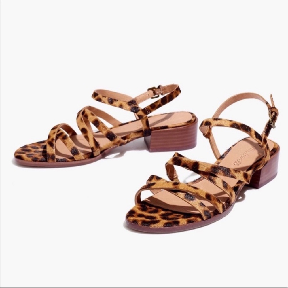 MADEWELL THE LORI SANDAL IN LEOPARD CALF HAIR SIZE 7
